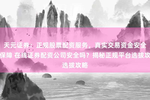 天元证券：正规股票配资服务，真实交易资金安全有保障 在线证券配资公司安全吗？揭秘正规平台选拔攻略